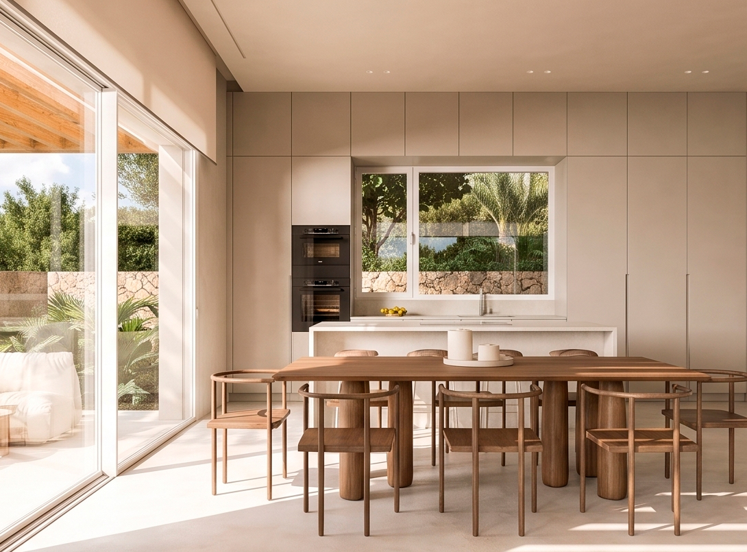 Comedor y cocina de Marquesa House bañados por la luz natural