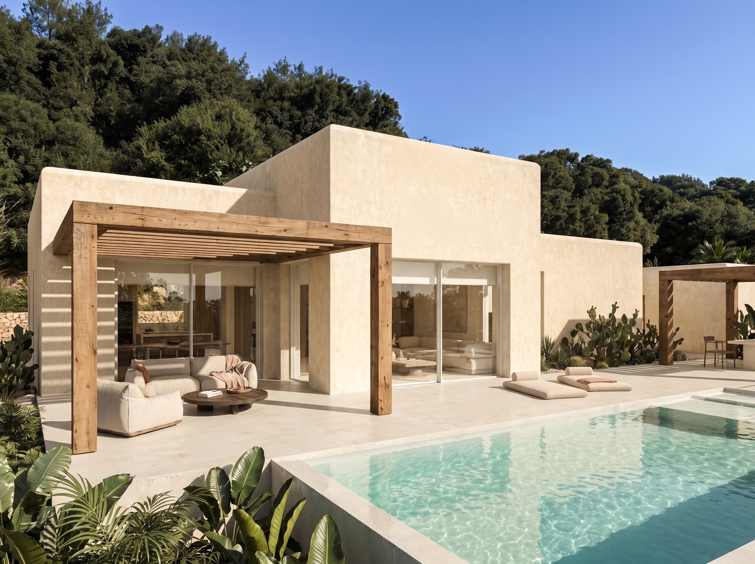 Exterior de Marquesa House con piscina y jardín mediterráneo