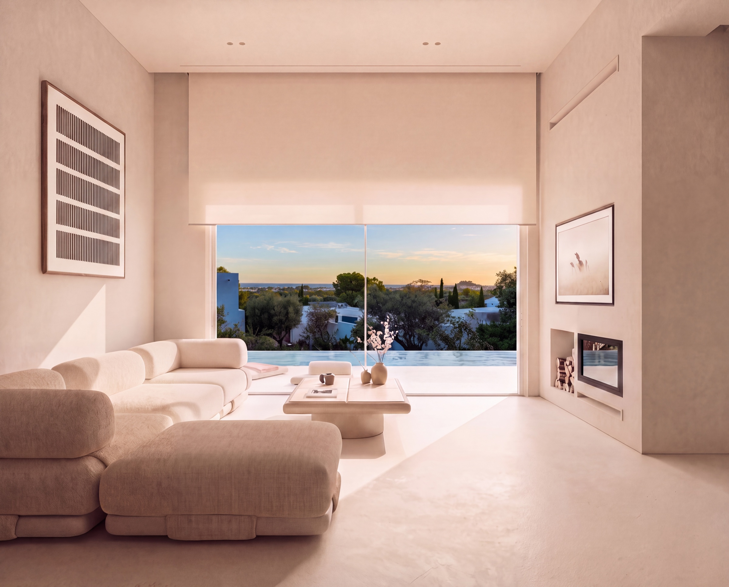 Salón de Marquesa House con vistas reales al Mediterráneo